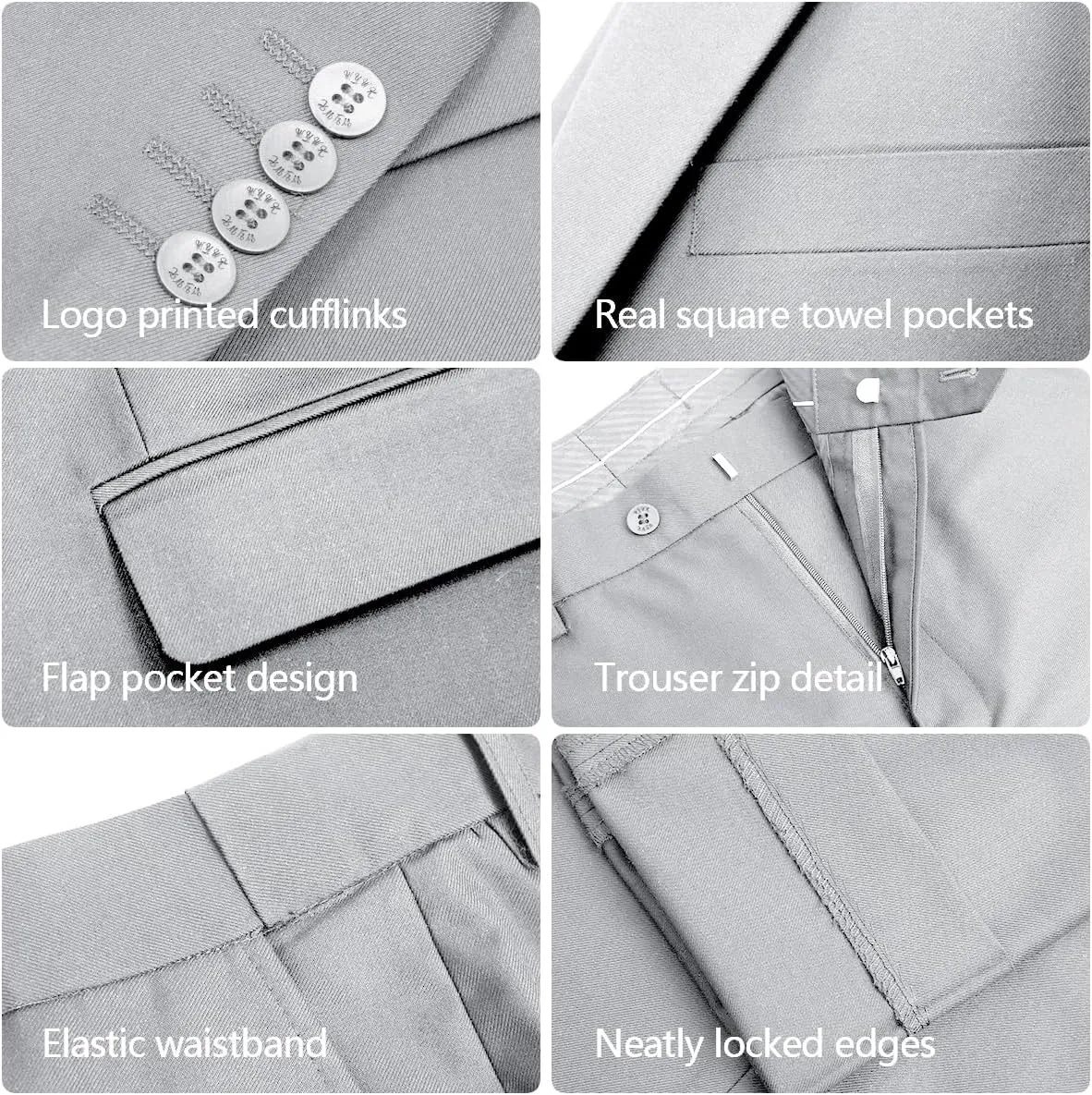 2 Piece Men's Suit One Button Slim Fit Suit for Men Solid Color Blazer and Pants Tie and Square Wedding Business Party