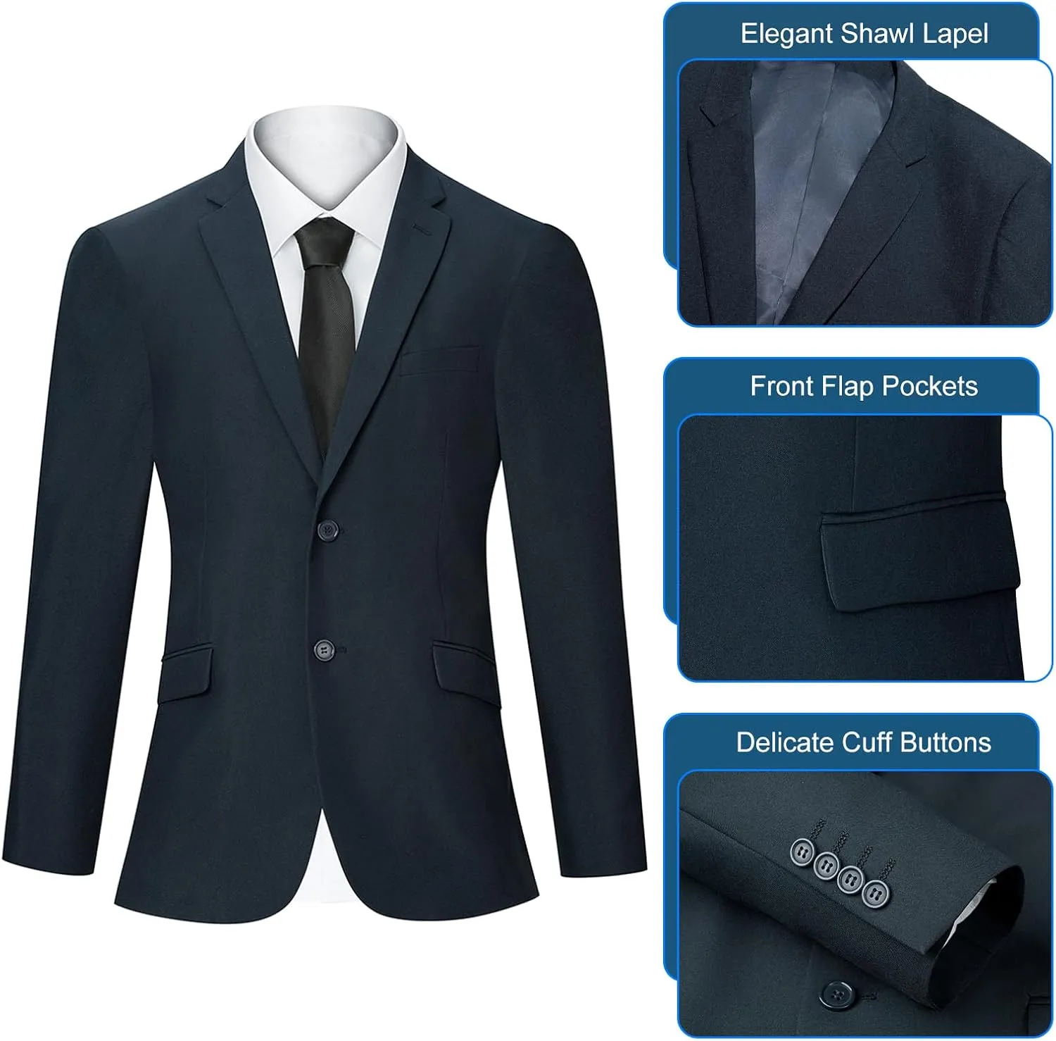 2 Piece Men's Suit Slim Fit Suits for Men, Two Button Blazer Dress Business Wedding Party Jacket & Pants