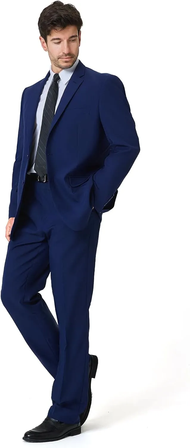2 Piece Men's Suit Slim Fit Suits for Men, Two Button Blazer Dress Business Wedding Party Jacket & Pants