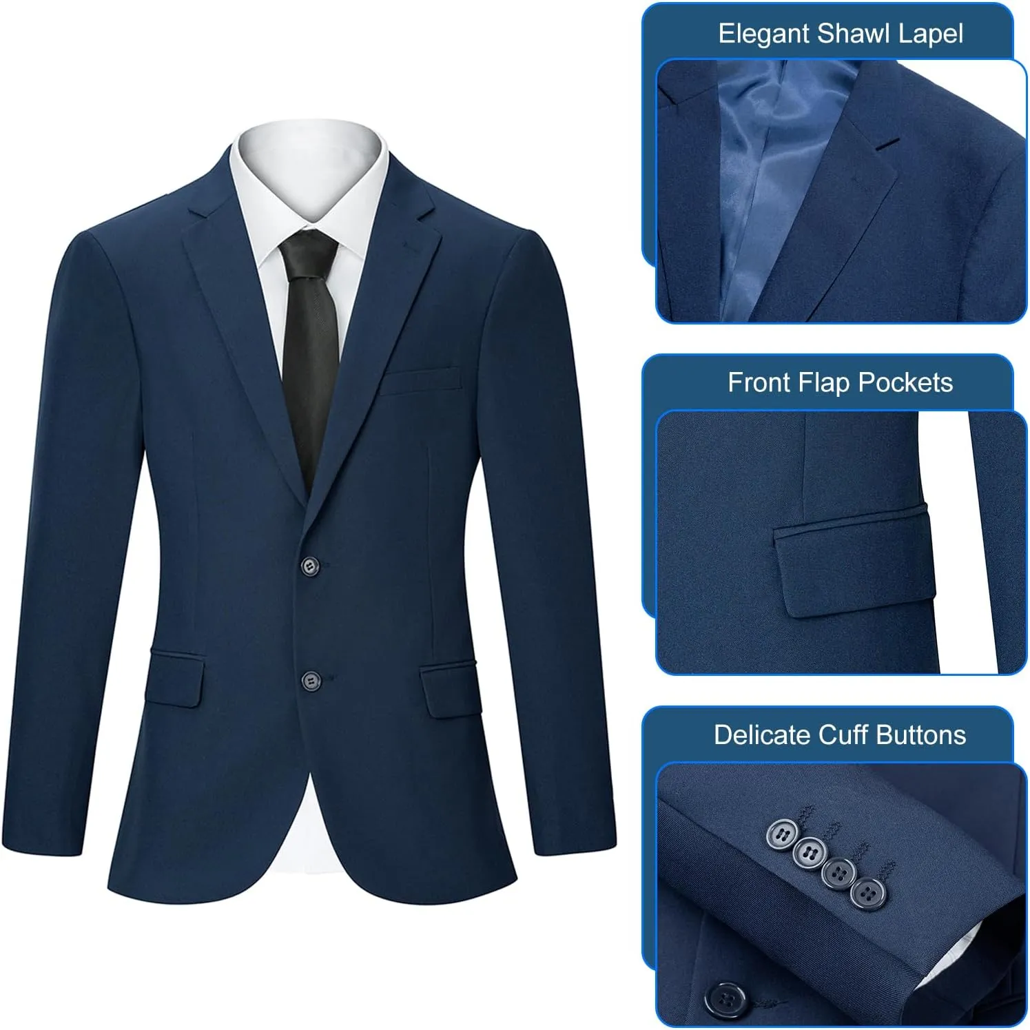2 Piece Men's Suit Slim Fit Suits for Men, Two Button Blazer Dress Business Wedding Party Jacket & Pants