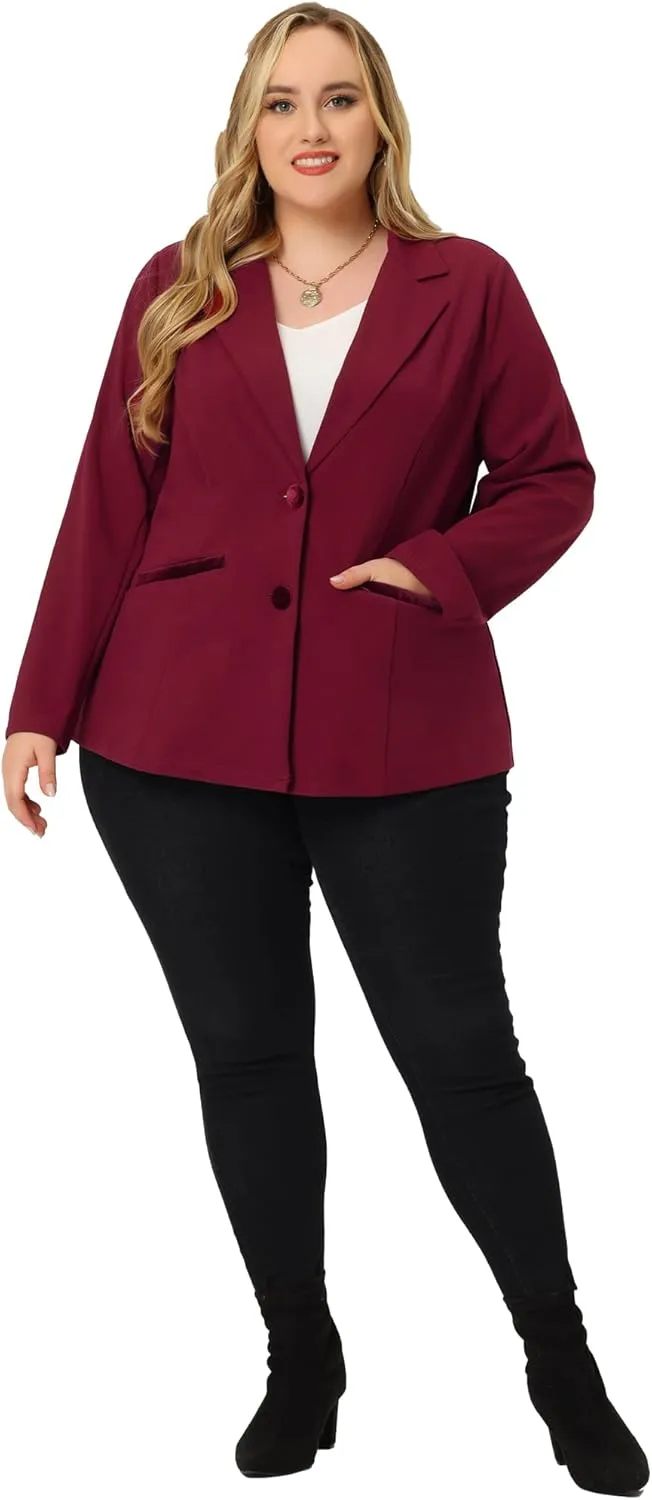 Agnes Orinda Blazers for Women Plus Size Notched Lapel V Neck Business Casual Outfits Suit Jacket Work Fall Blazers