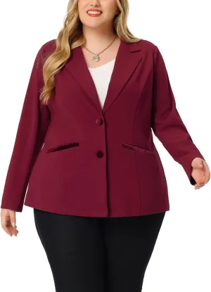 Agnes Orinda Blazers for Women Plus Size Notched Lapel V Neck Business Casual Outfits Suit Jacket Work Fall Blazers