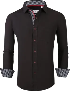 Alex Vando Mens Dress Shirt Wrinkle Free Regular Fit 4-Way Stretch Button Down Shirts