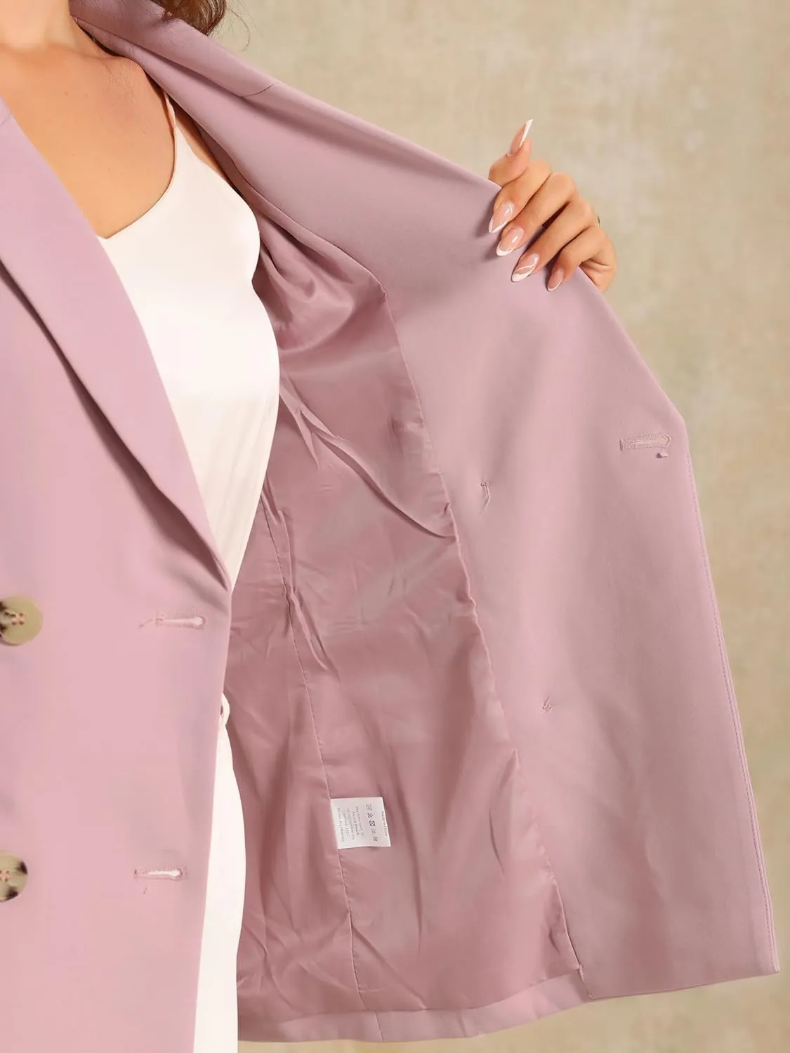 Allegra K Women's Notched Lapel Double Breasted Work Formal Blazer Jacket