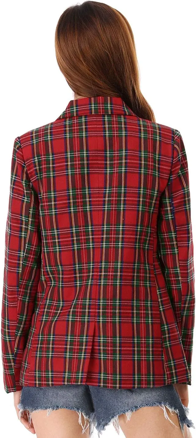 Allegra K Women's Notched Lapel Double Breasted Work Formal Blazer Jacket