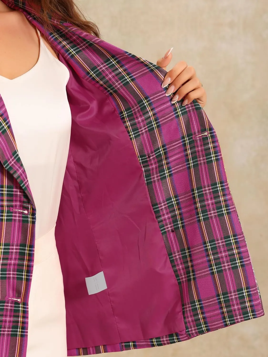 Allegra K Women's Notched Lapel Double Breasted Work Formal Blazer Jacket
