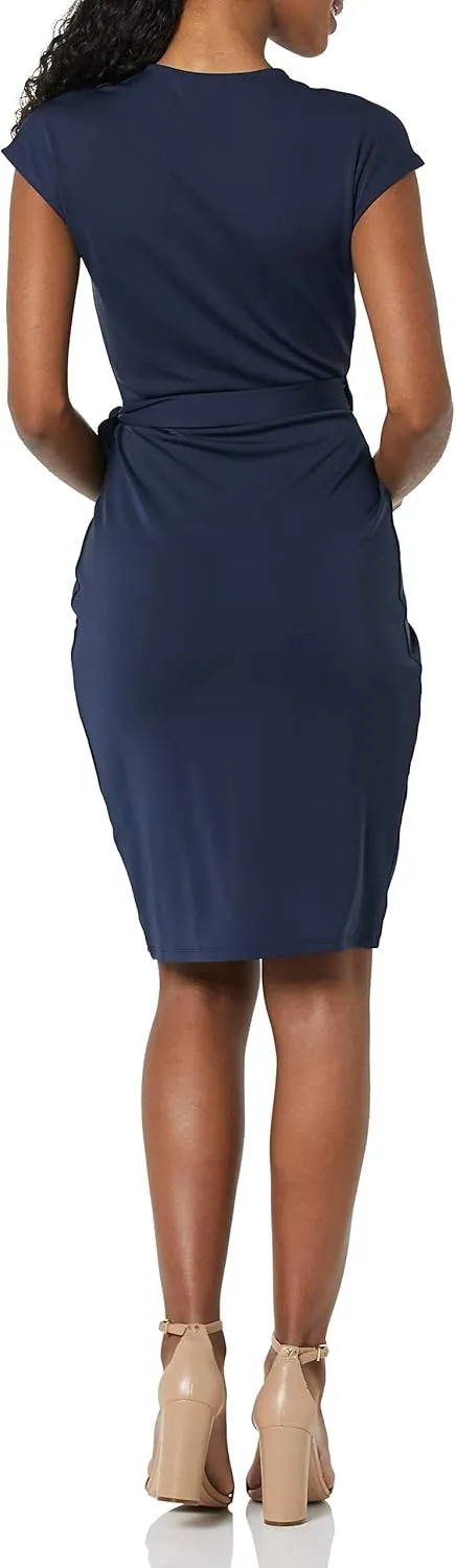 Amazon Essentials Women's Classic Cap Sleeve Wrap Dress (Available in Plus Size)