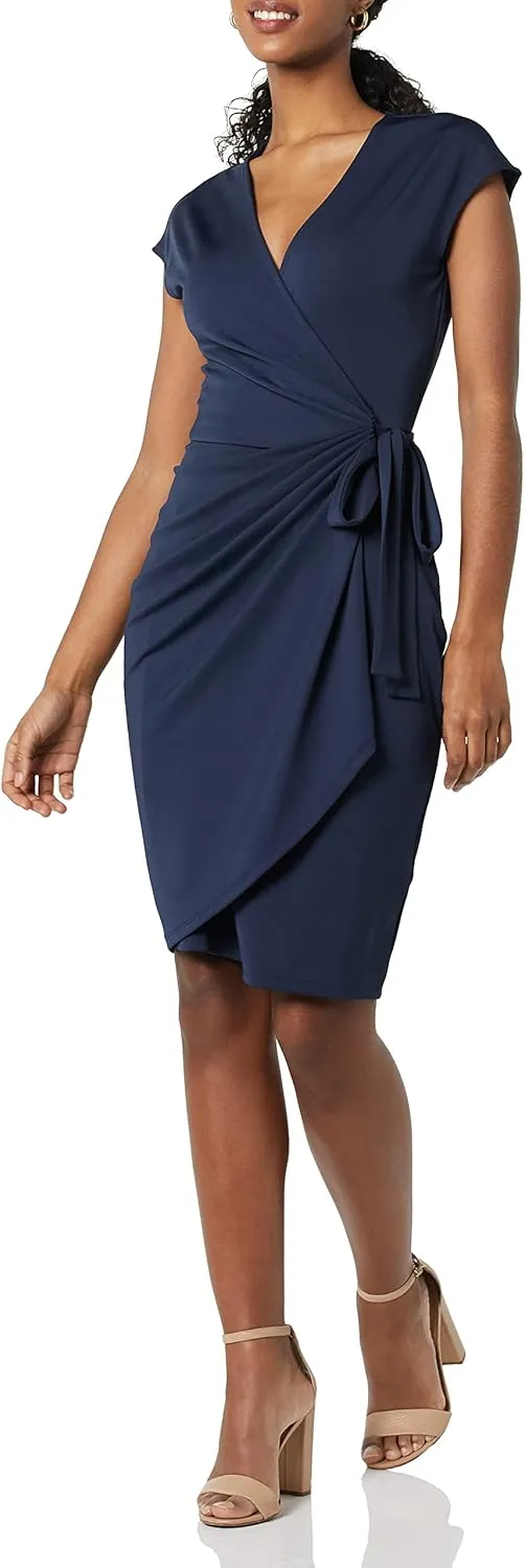 Amazon Essentials Women's Classic Cap Sleeve Wrap Dress (Available in Plus Size)