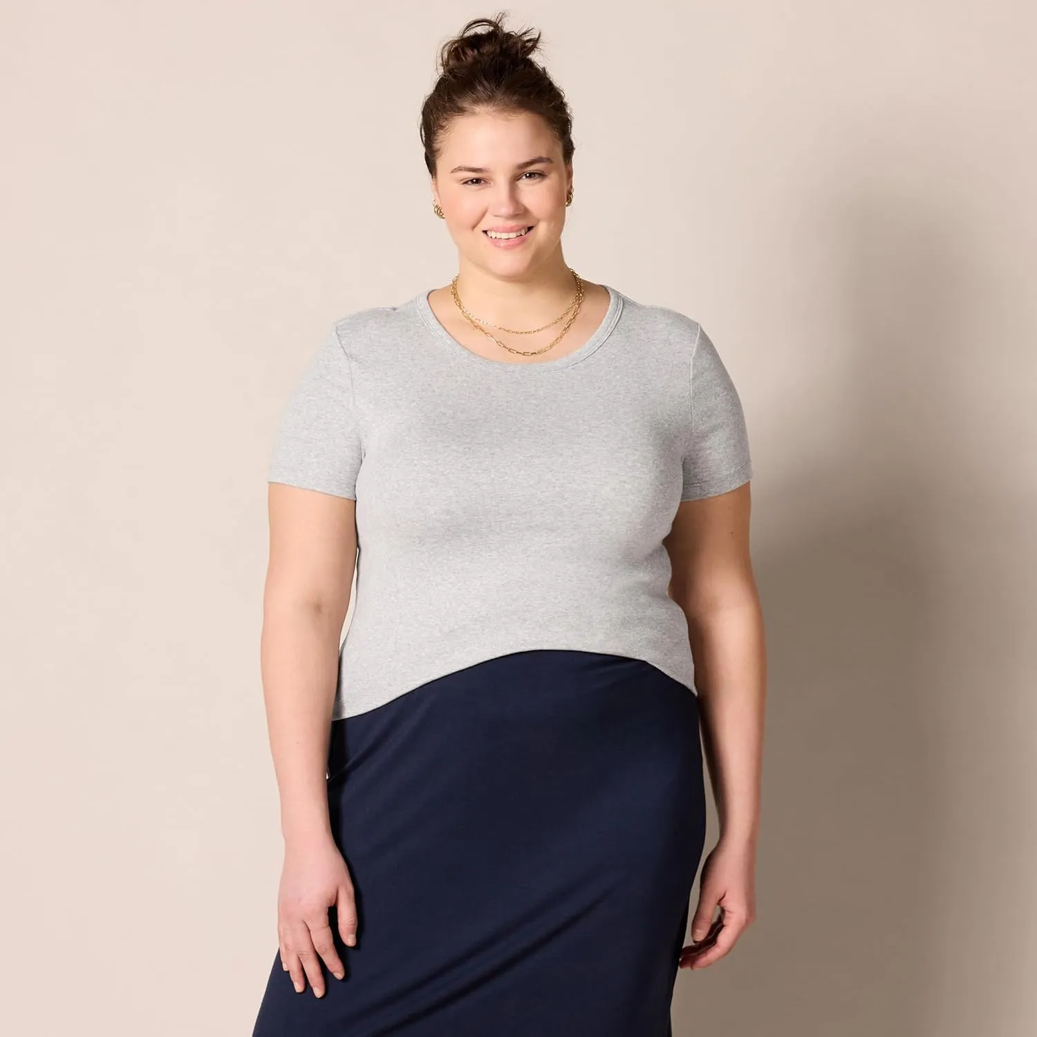 Amazon Essentials Women's Slim-Fit Short-Sleeve Crewneck T-Shirt, Pack of 2
