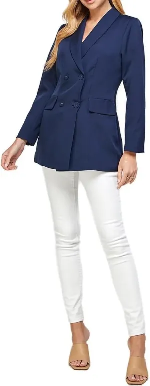 Available Long Sleeve Double Breasted Blazer