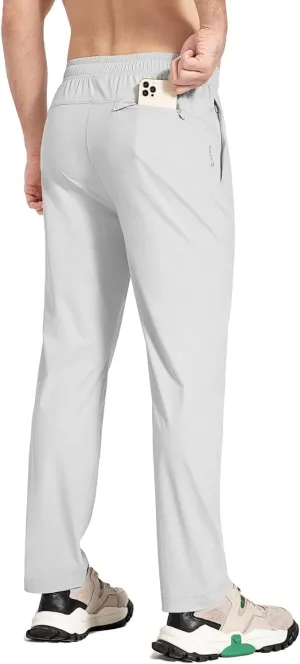 baleaf Men's Running Pants Elastic Waist Lightweight Jogging Stretch Golf Workout Pants with Zipper Pockets