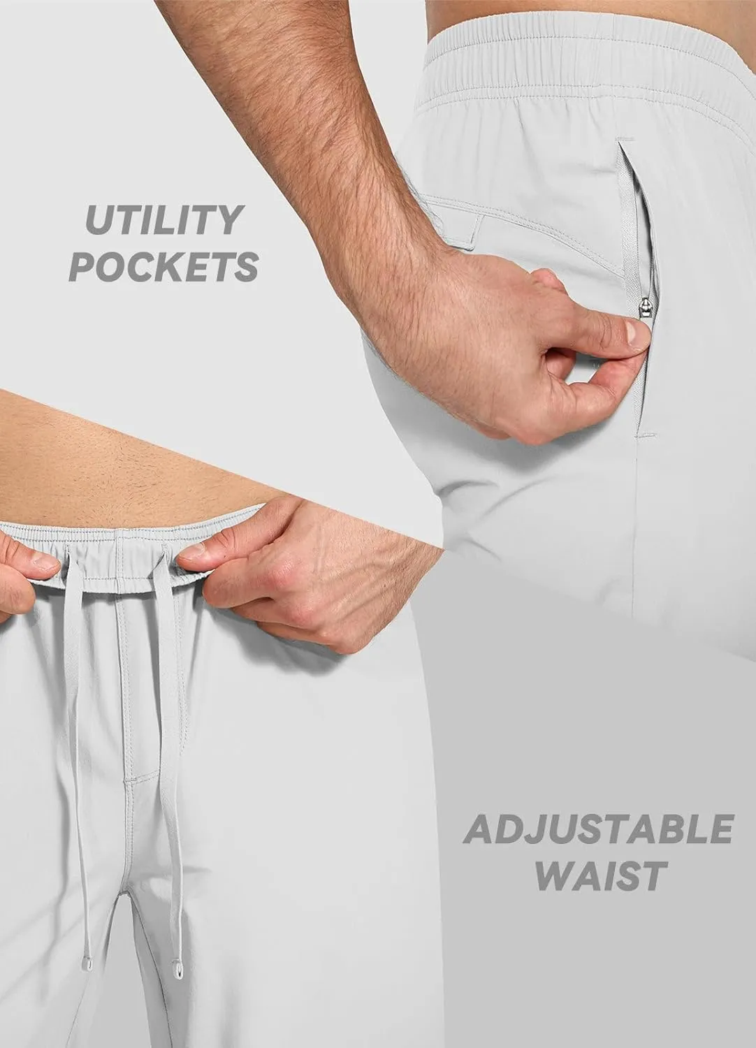 baleaf Men's Running Pants Elastic Waist Lightweight Jogging Stretch Golf Workout Pants with Zipper Pockets