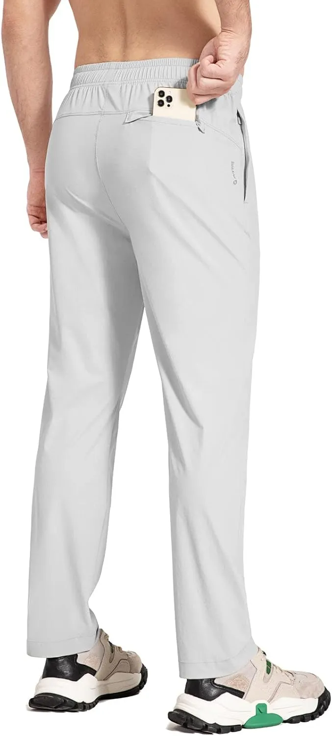 baleaf Men's Running Pants Elastic Waist Lightweight Jogging Stretch Golf Workout Pants with Zipper Pockets