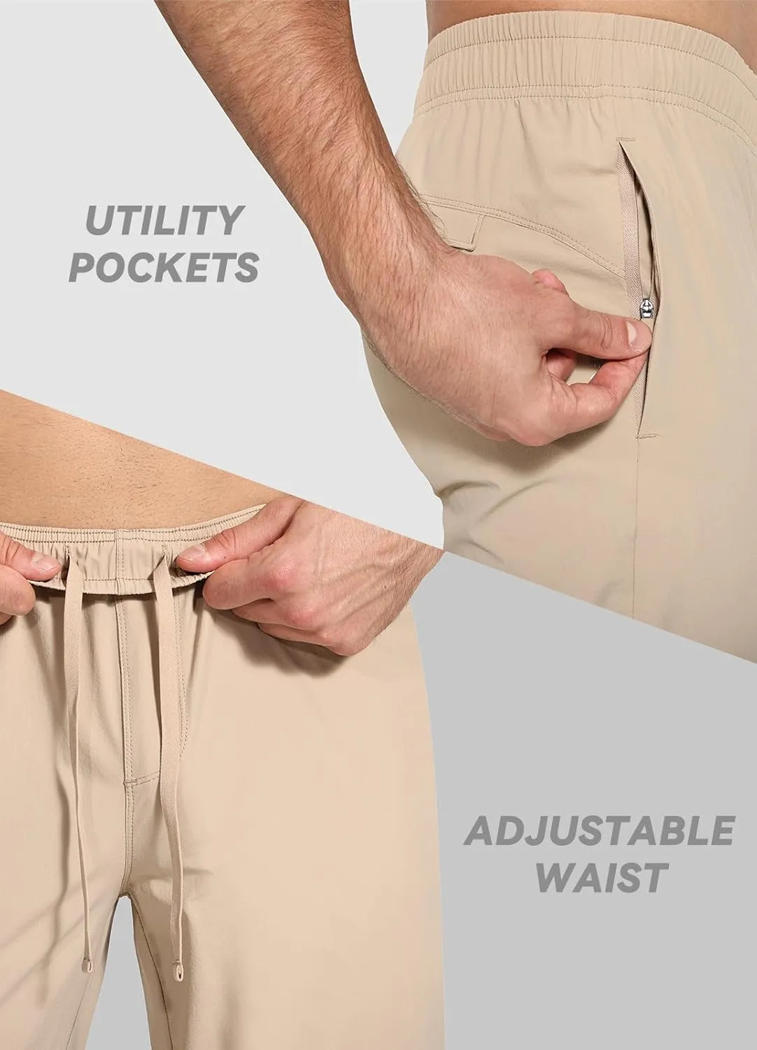 baleaf Men's Running Pants Elastic Waist Lightweight Jogging Stretch Golf Workout Pants with Zipper Pockets
