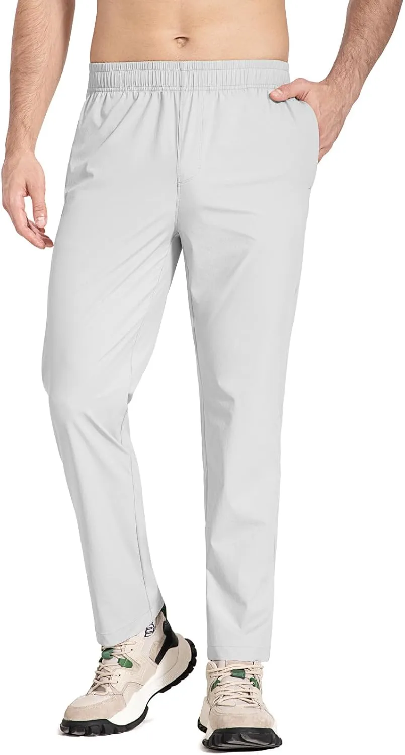 baleaf Men's Running Pants Elastic Waist Lightweight Jogging Stretch Golf Workout Pants with Zipper Pockets