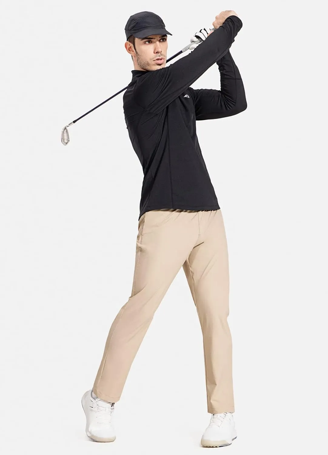 baleaf Men's Running Pants Elastic Waist Lightweight Jogging Stretch Golf Workout Pants with Zipper Pockets