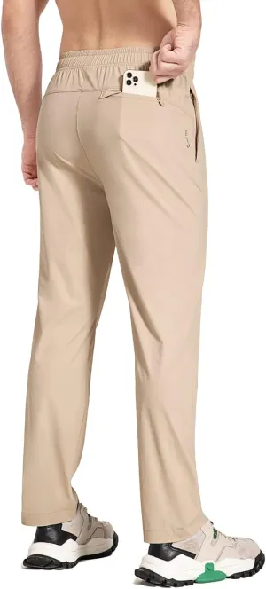 baleaf Men's Running Pants Elastic Waist Lightweight Jogging Stretch Golf Workout Pants with Zipper Pockets