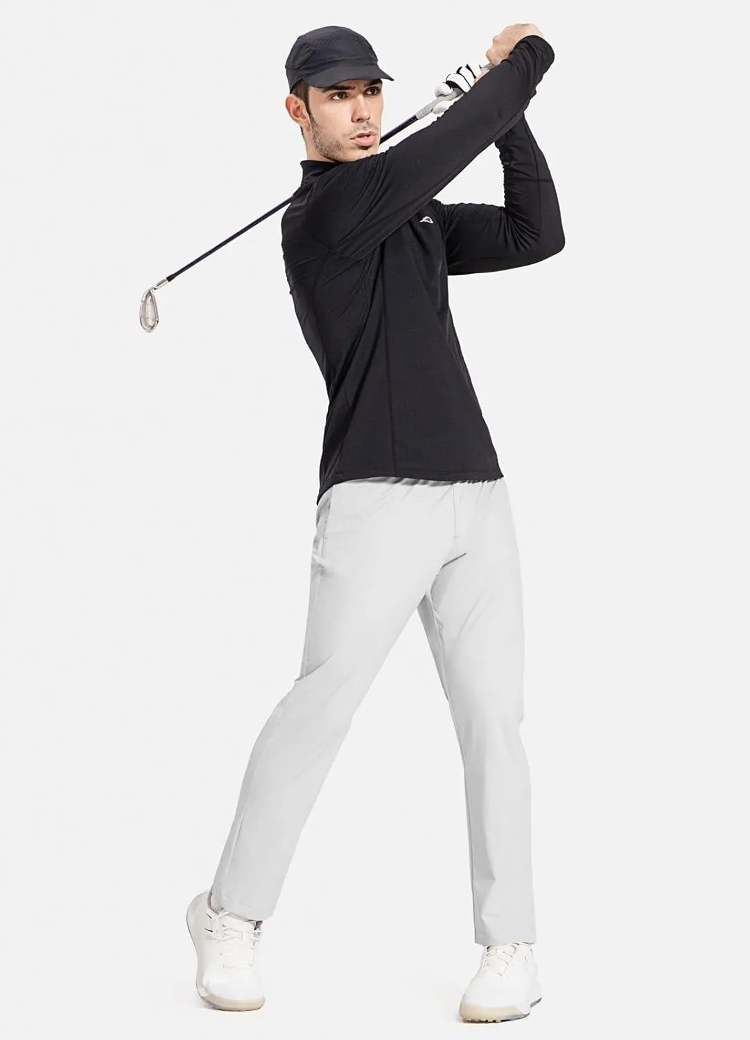 baleaf Men's Running Pants Elastic Waist Lightweight Jogging Stretch Golf Workout Pants with Zipper Pockets