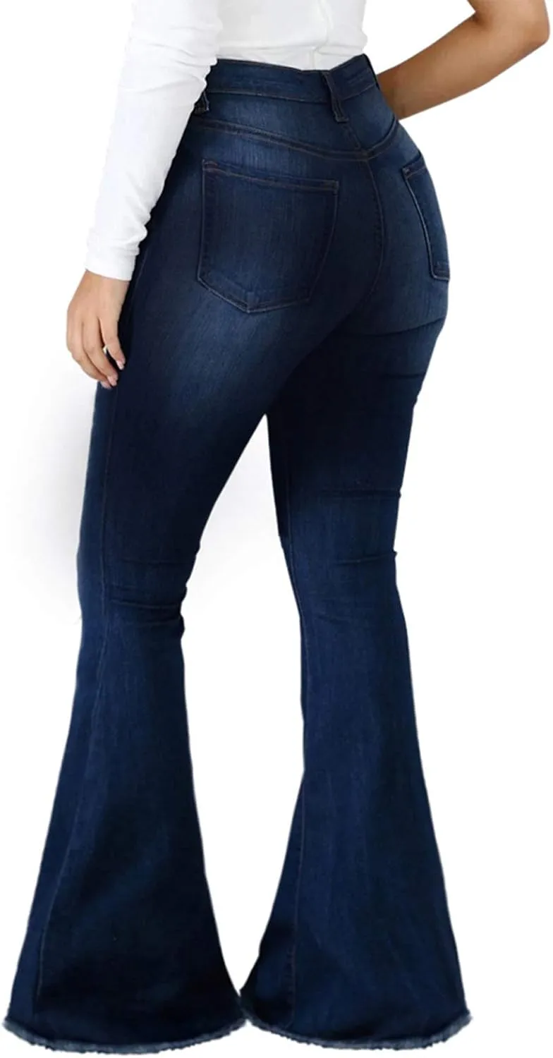 Bell Bottom Jeans for Women Ripped High Waisted Classic Flared Pants