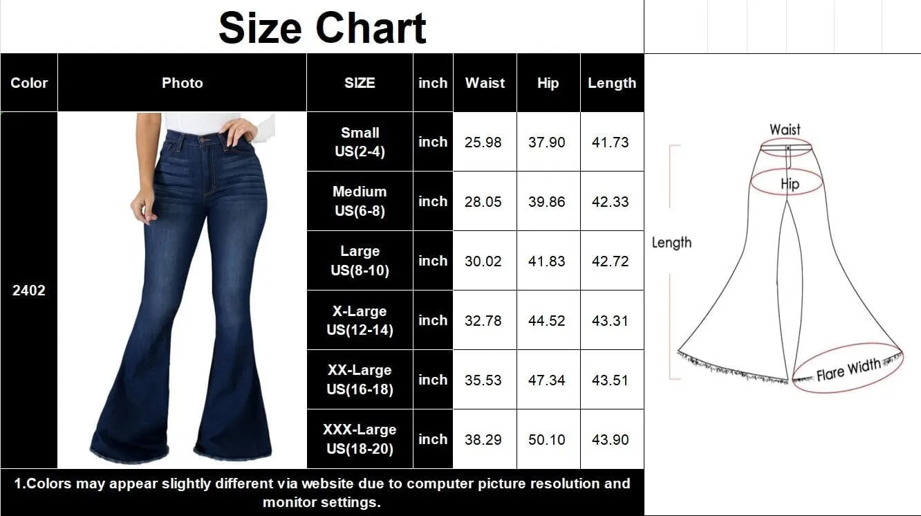 Bell Bottom Jeans for Women Ripped High Waisted Classic Flared Pants