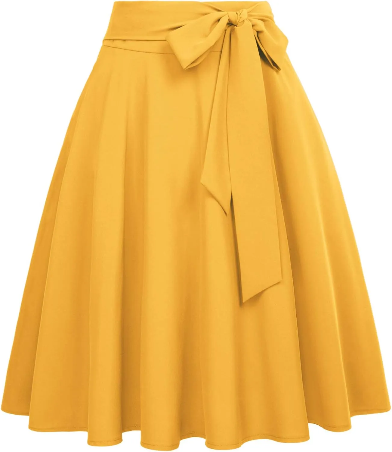Belle Poque Women's High Waist A-Line Pockets Skirt Skater Flared Midi Skirt Vinage Skirt