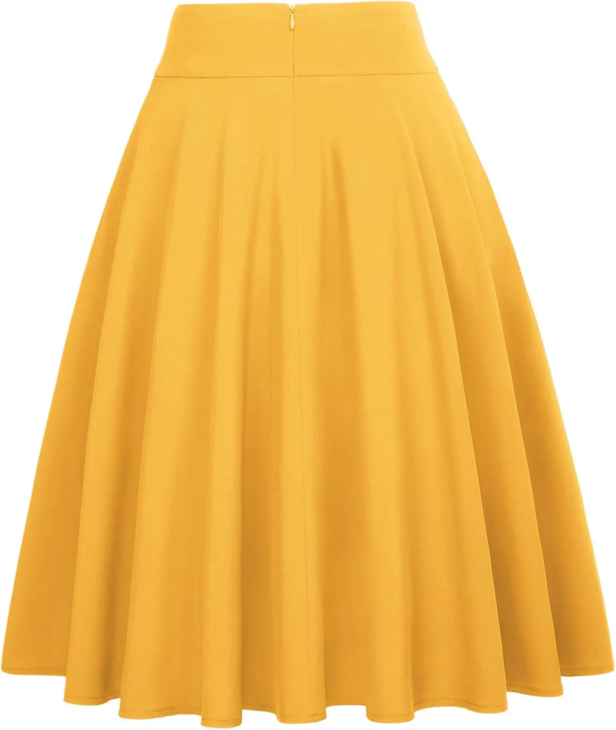 Belle Poque Women's High Waist A-Line Pockets Skirt Skater Flared Midi Skirt Vinage Skirt