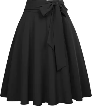 Belle Poque Women's High Waist A-Line Pockets Skirt Skater Flared Midi Skirt Vinage Skirt