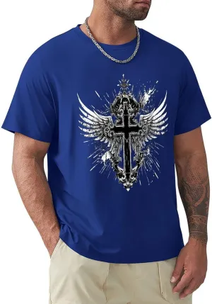 Bengbobar Faith Shirts for Men Christian T Shirts Short Sleeve Crewneck Men's 3D Graphic T-Shirt Vintage Tee Tops