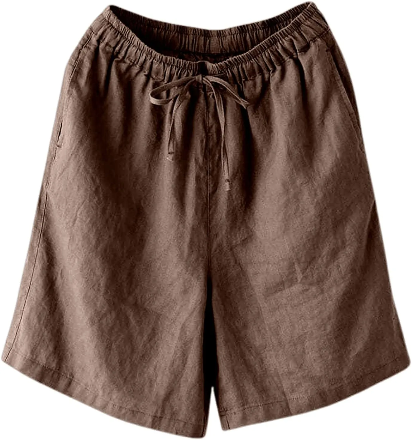 Bermuda Lounge Shorts for Women Knee Length High Waisted Flowy Shorts Drawstring Baggy Summer Short Pants with Pockets