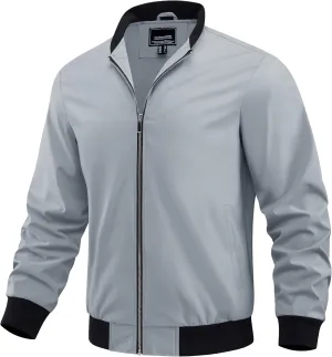 BIYLACLESEN Men's Lightweight Bomber Jackets Windbreaker Jackets Casual Fashion Jackets Zip Up Coats with Pockets