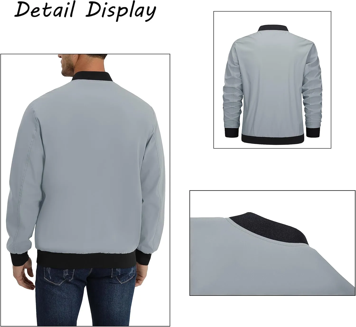 BIYLACLESEN Men's Lightweight Bomber Jackets Windbreaker Jackets Casual Fashion Jackets Zip Up Coats with Pockets