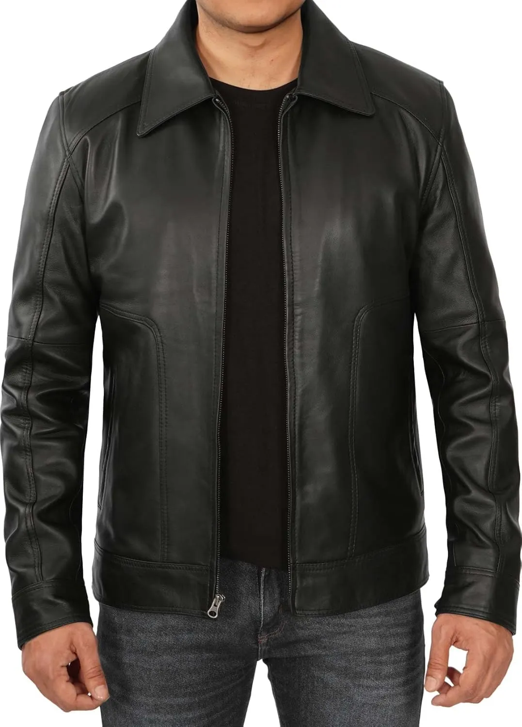 Brown Leather Jacket Men - Black Real Lambskin Mens Leather Jacket