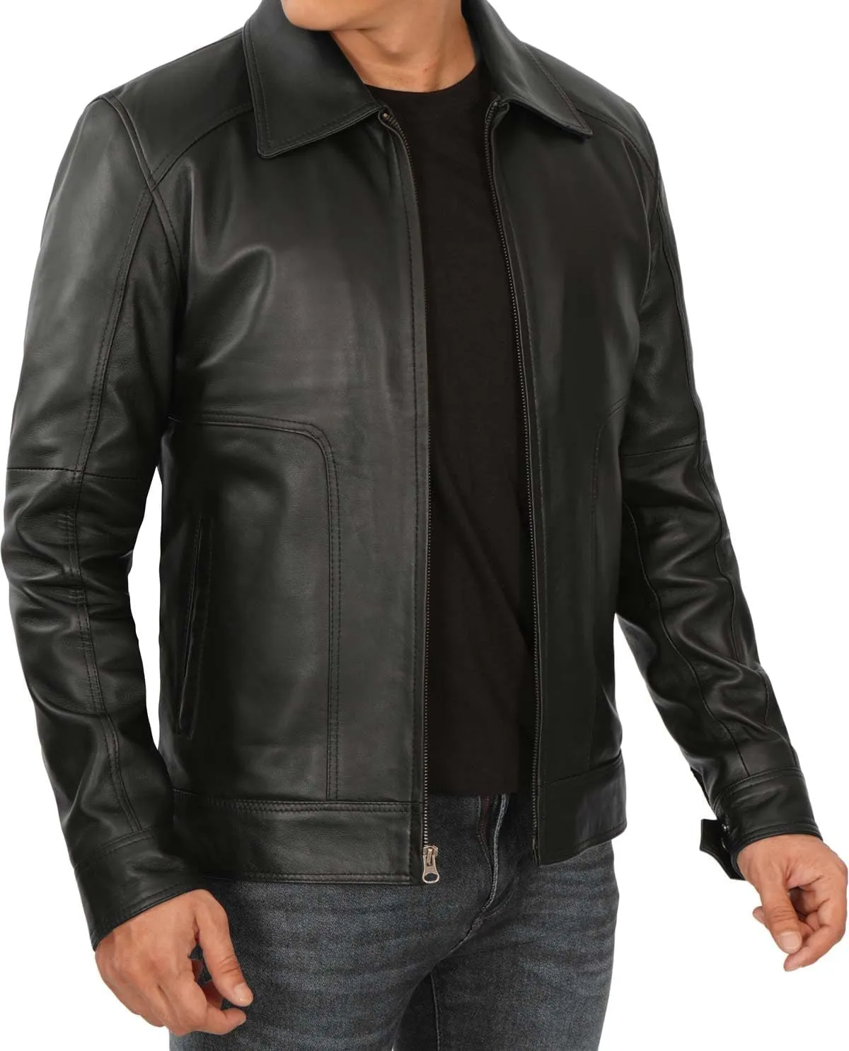 Brown Leather Jacket Men - Black Real Lambskin Mens Leather Jacket