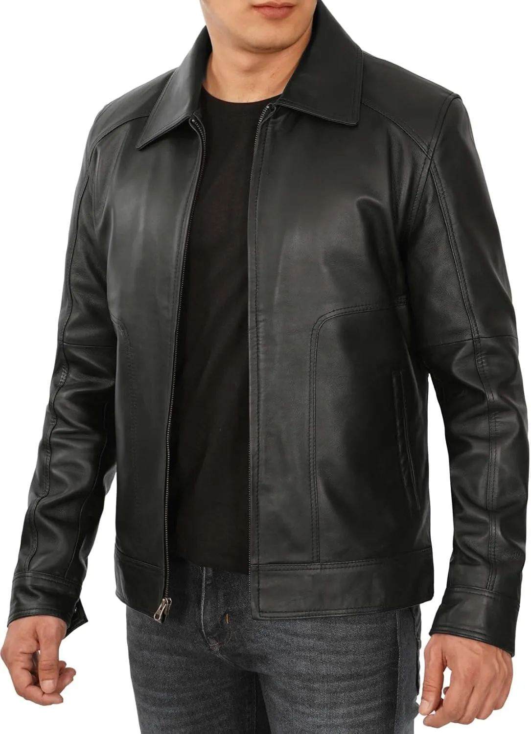 Brown Leather Jacket Men - Black Real Lambskin Mens Leather Jacket