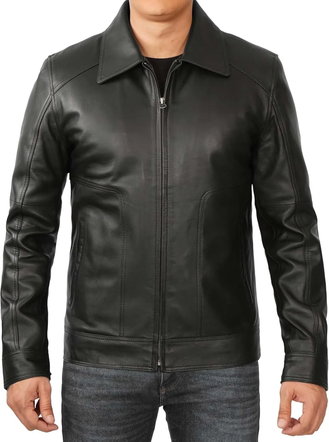 Brown Leather Jacket Men - Black Real Lambskin Mens Leather Jacket
