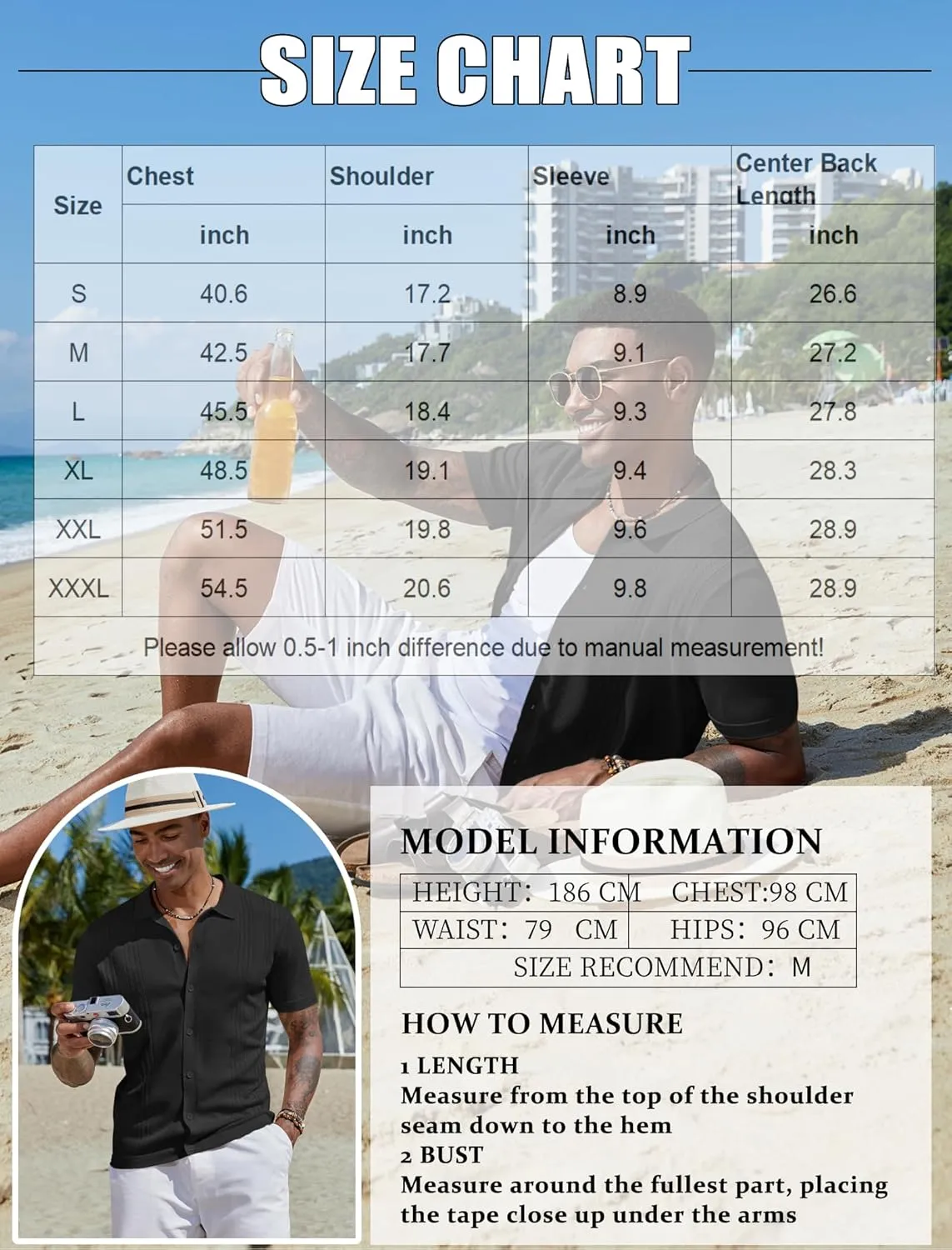 COOFANDY Men's Knit Button Down Shirt Short Sleeve Cuban Guayabera Shirts Casual Textured Polo Summer Tops