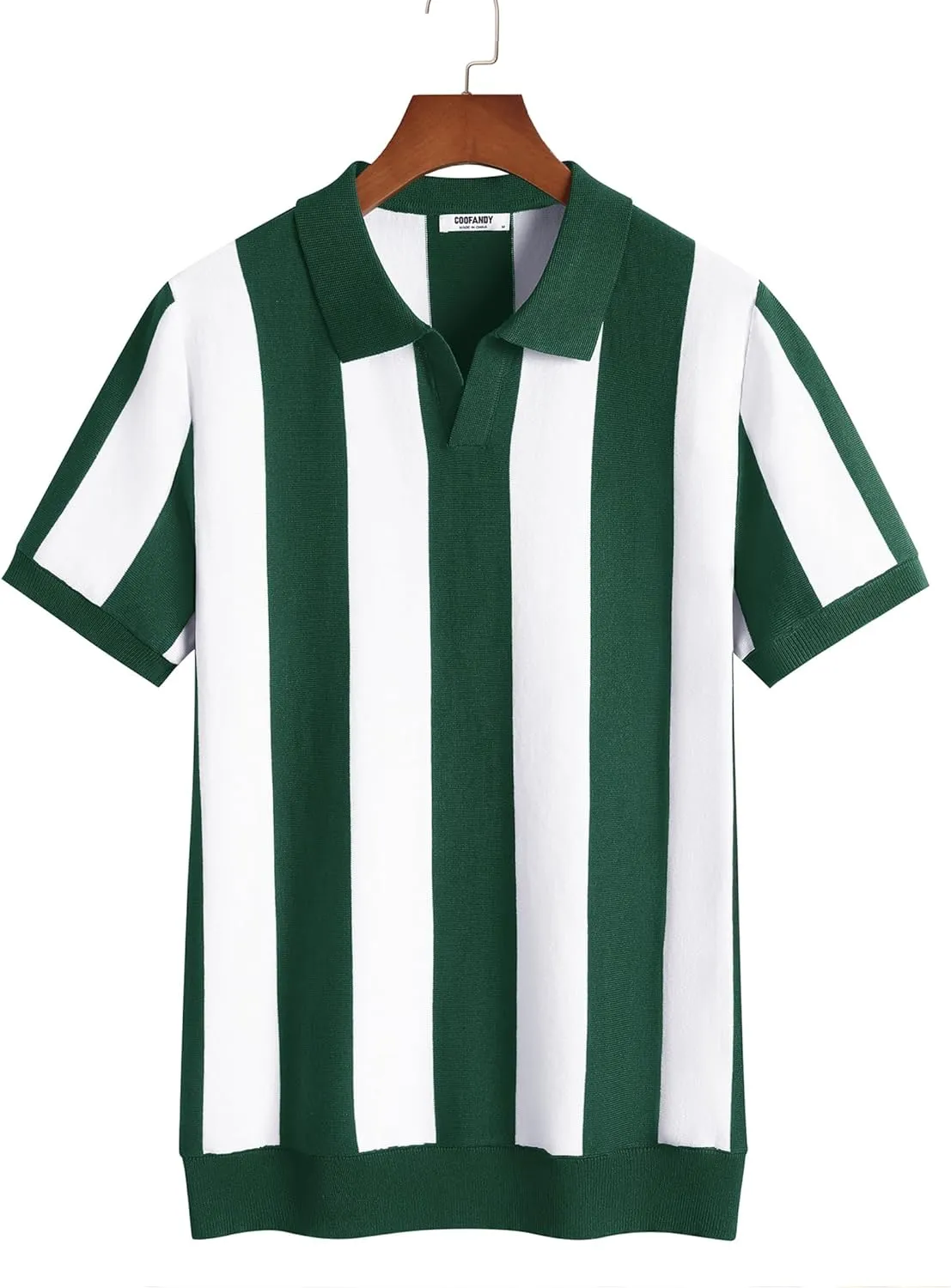 COOFANDY Mens Knit Polo Shirts V Neck Short Sleeve Stretch Polo T Shirt Casual Golf Shirts