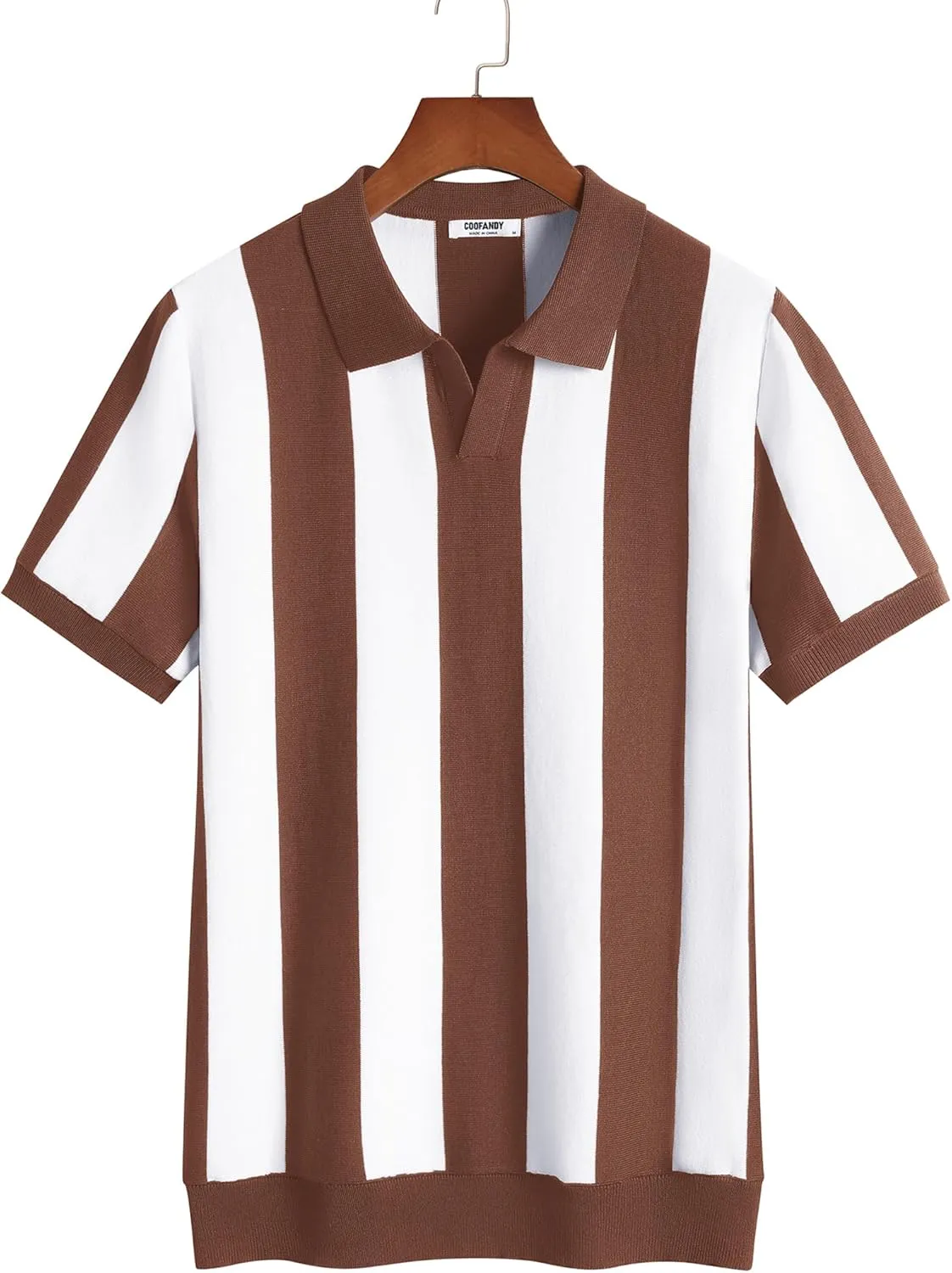 COOFANDY Mens Knit Polo Shirts V Neck Short Sleeve Stretch Polo T Shirt Casual Golf Shirts