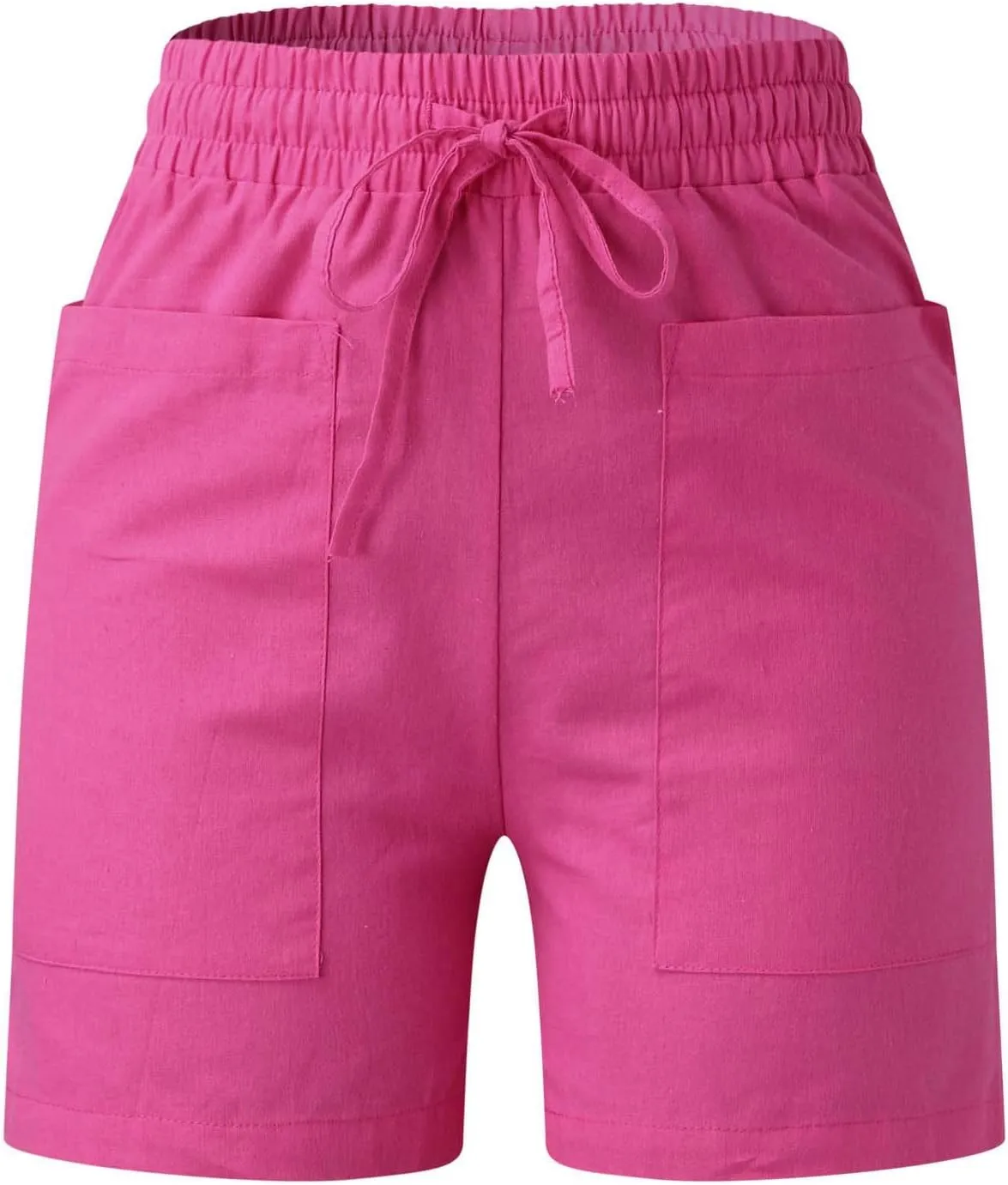 Cotton Linen Shorts for Women Summer Casual High Waisted Drawstring Beach Shorts Lightweight Baggy Trendy Short Pants