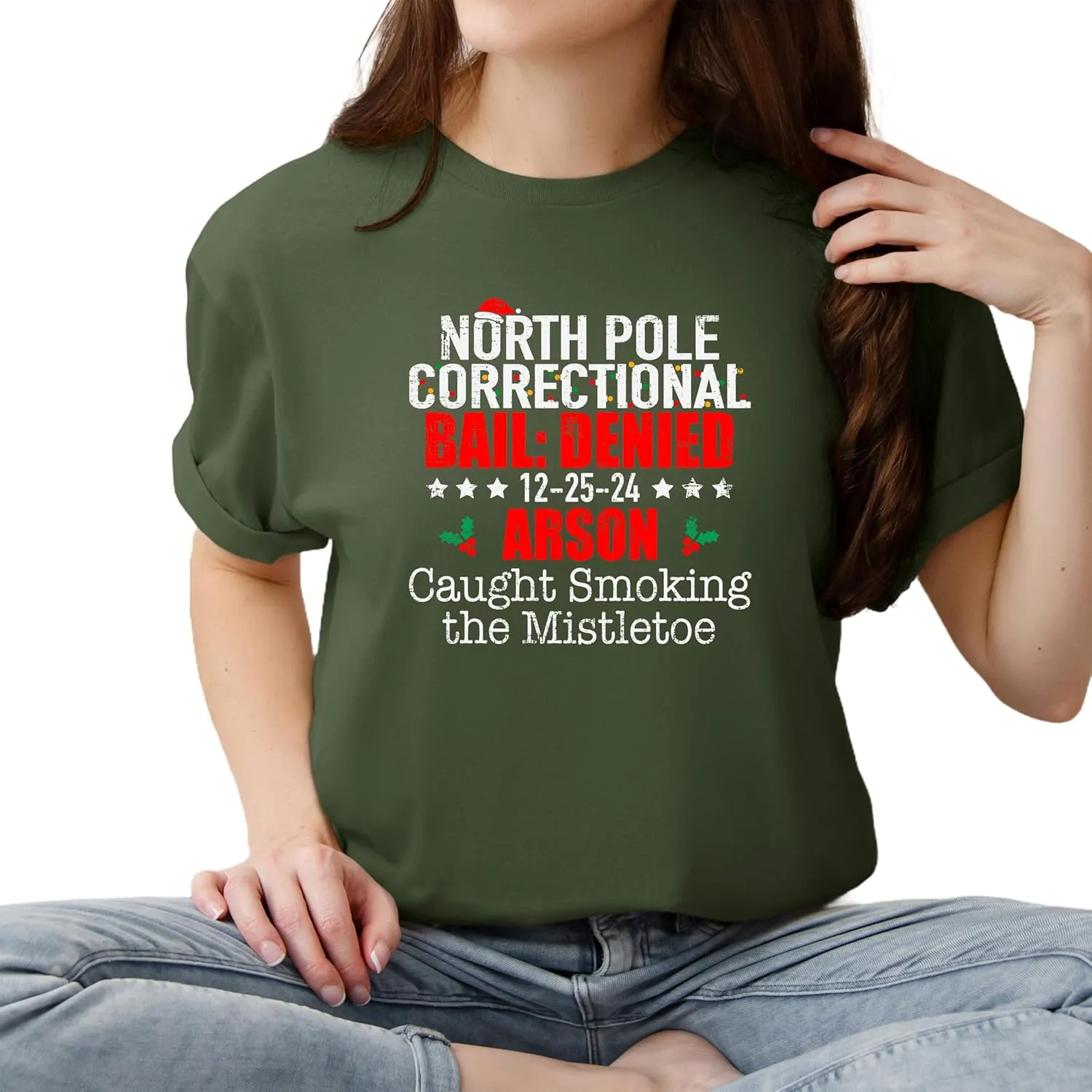 Custom North Pole Correctional Christmas 2024 Shirt North Pole Christmas Matching Family T-Shirt New Years Shirt Funny Shirts for Women Santa Shirt Men Xmas Holiday Tee
