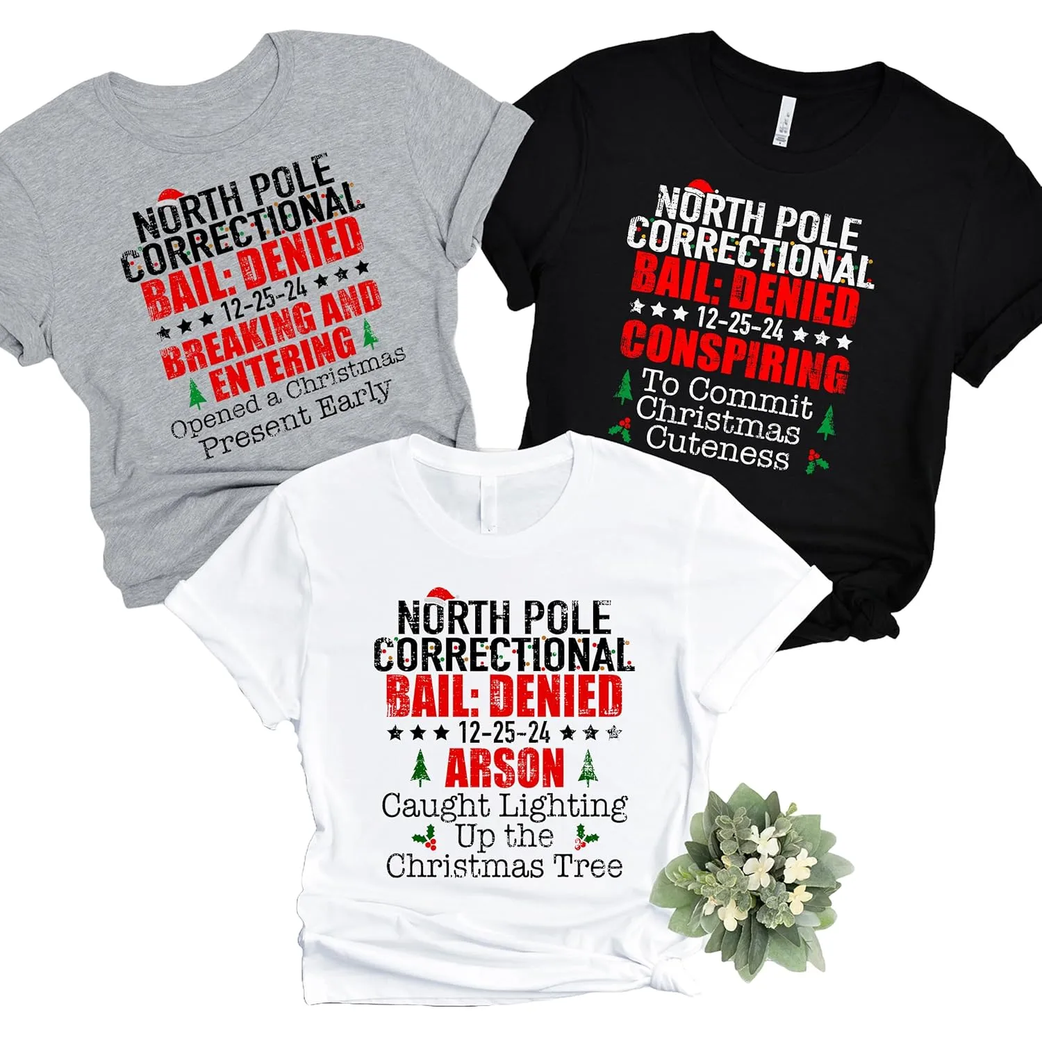 Custom North Pole Correctional Christmas 2024 Shirt North Pole Christmas Matching Family T-Shirt New Years Shirt Funny Shirts for Women Santa Shirt Men Xmas Holiday Tee