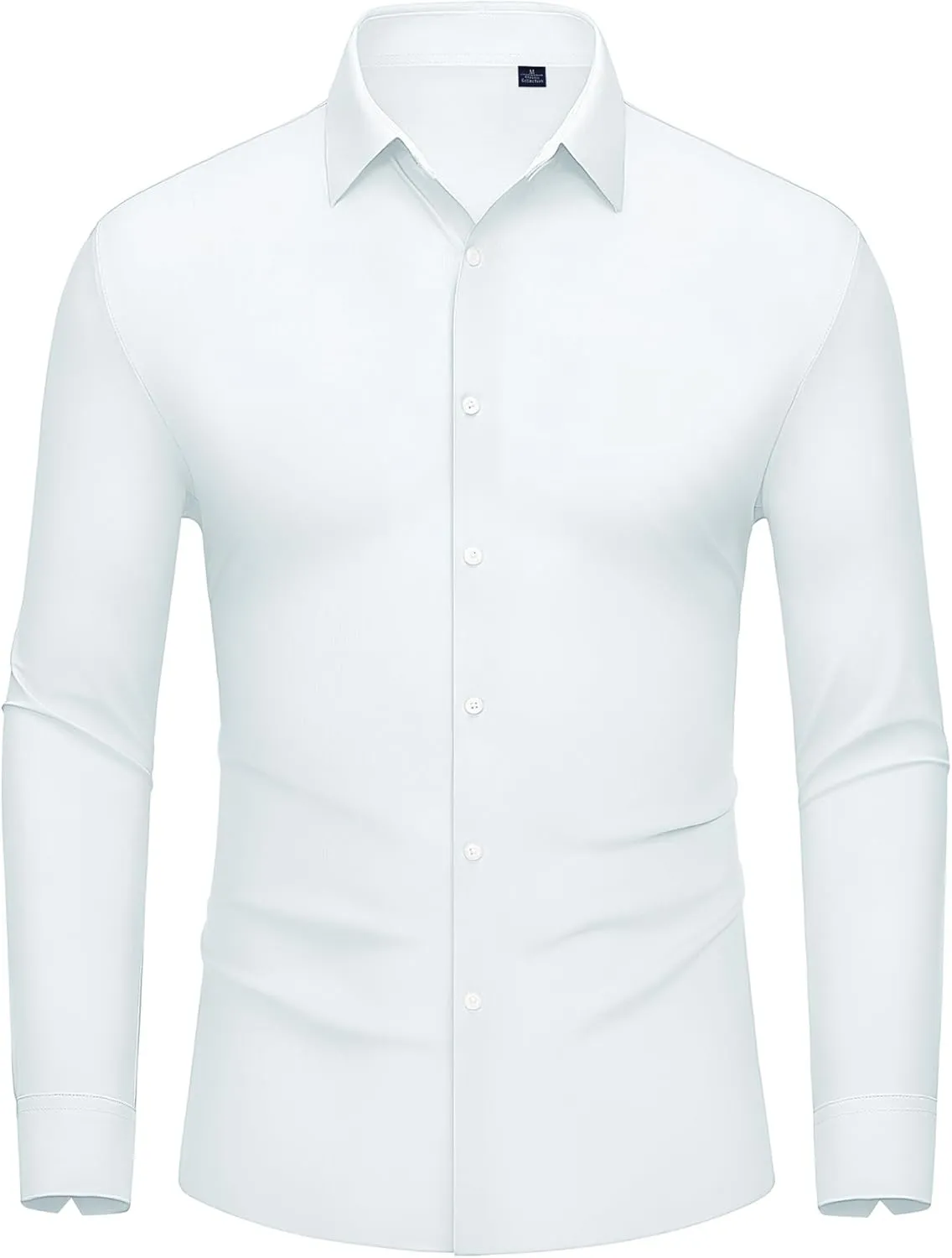 DEMEANOR Stretch Mens Dress Shirts Long Sleeve Slim Fit Dress Shirts for Men Muscle Fit Wrinkle Free Button Down Shirt