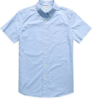 Dubinik® Mens Short Sleeve Button Down Shirts 100% Cotton Plaid Men's Casual Button-Down Shirts with Pocket
