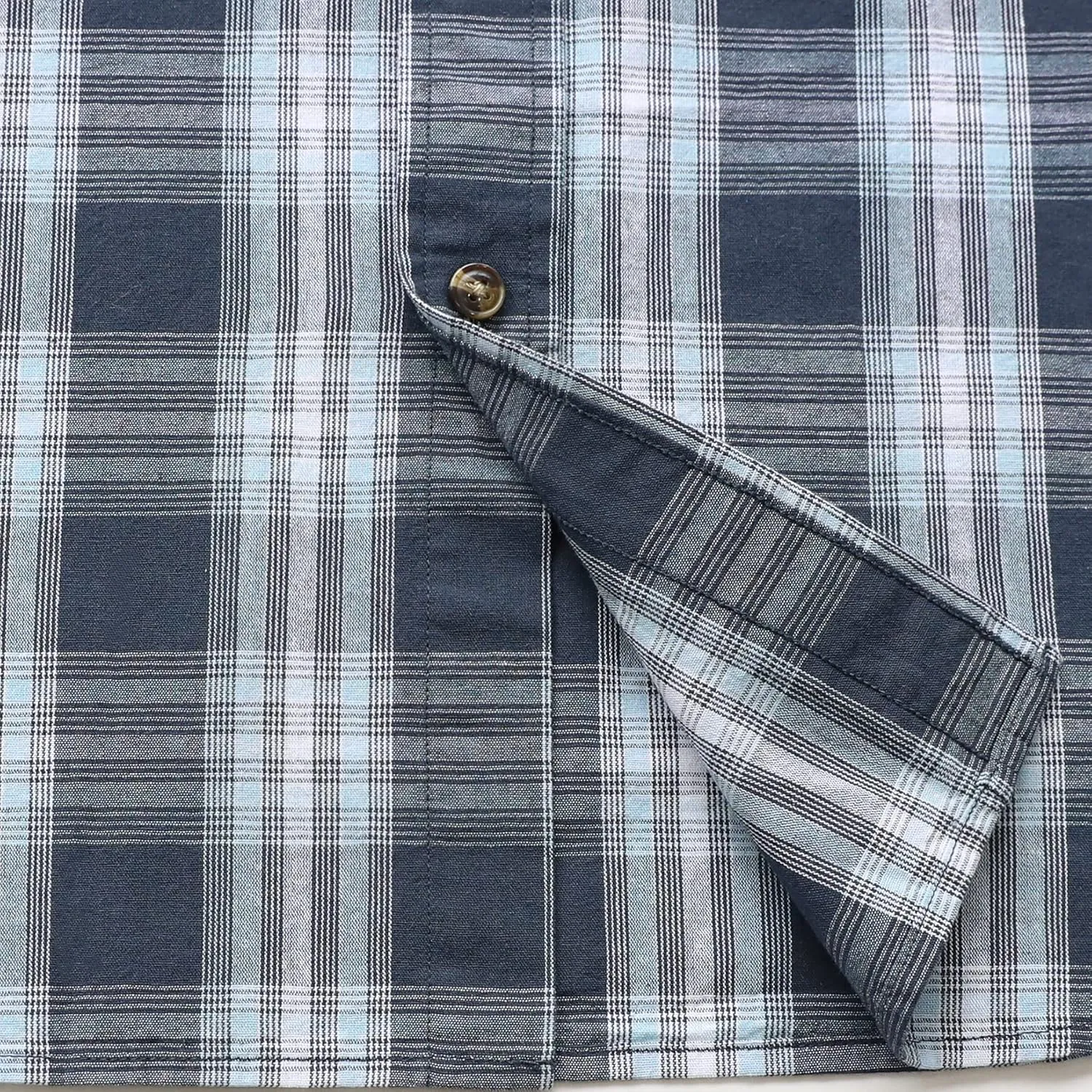 Dubinik® Mens Short Sleeve Button Down Shirts 100% Cotton Plaid Men's Casual Button-Down Shirts with Pocket