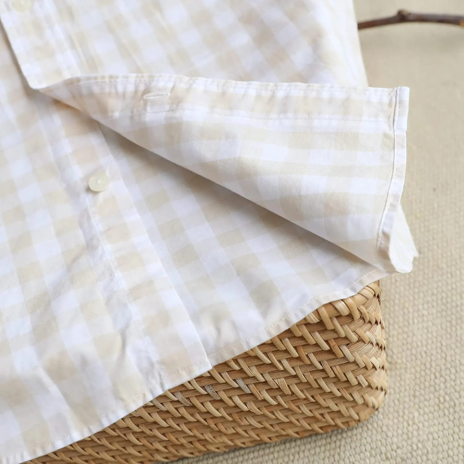 Dubinik® Mens Short Sleeve Button Down Shirts 100% Cotton Plaid Men's Casual Button-Down Shirts with Pocket