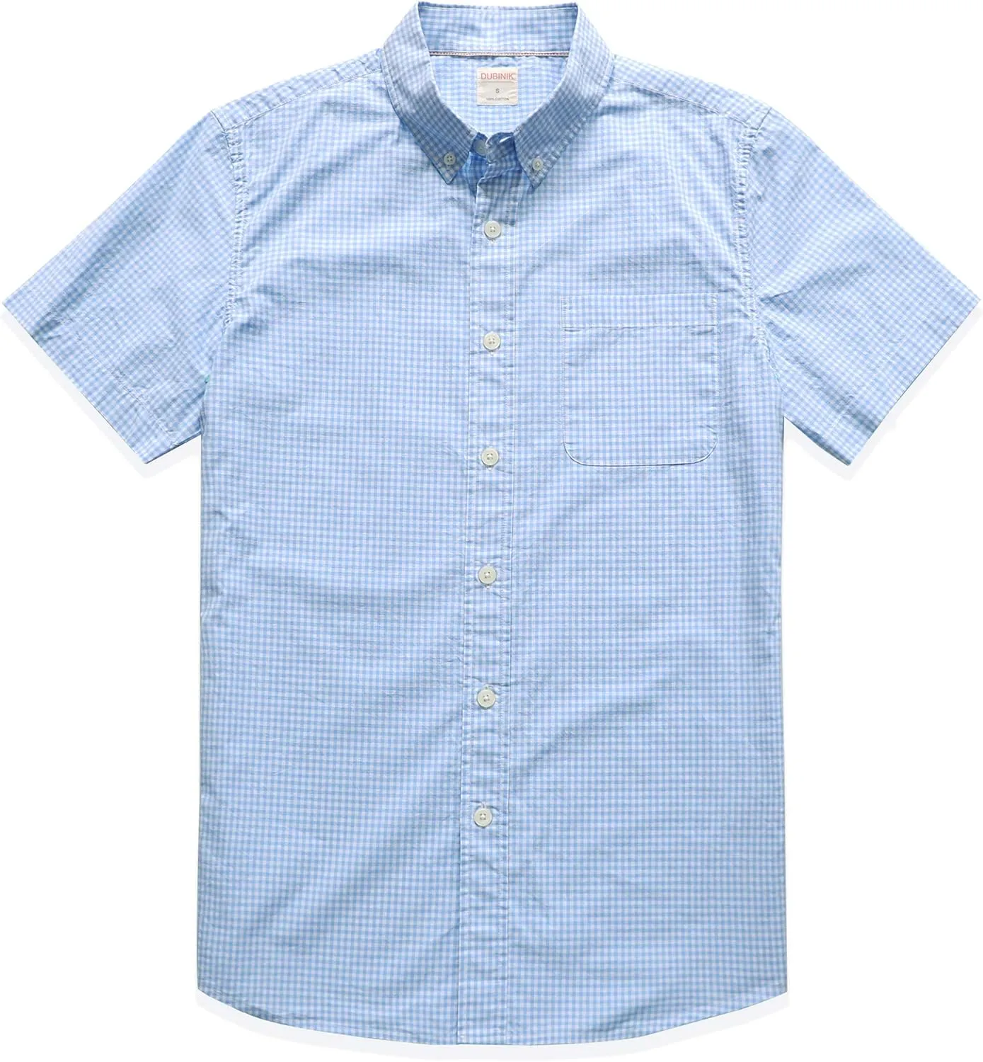 Dubinik® Mens Short Sleeve Button Down Shirts 100% Cotton Plaid Men's Casual Button-Down Shirts with Pocket