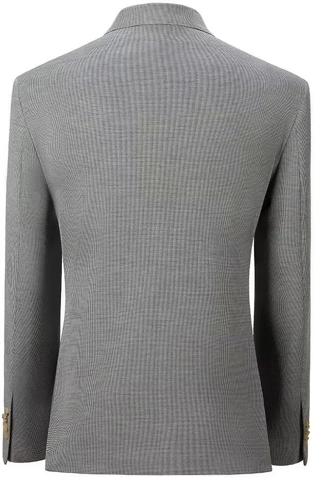 Fxzpiodi Mens Suit Blazer Jacket Slim Fit Knitted Casual Lightweight Business Prom Sport Coat Double-Breasted Lapel Collar