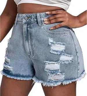 GAGELE Plus Size Denim Shorts Women High Waisted Stretch Summer Jean Shorts