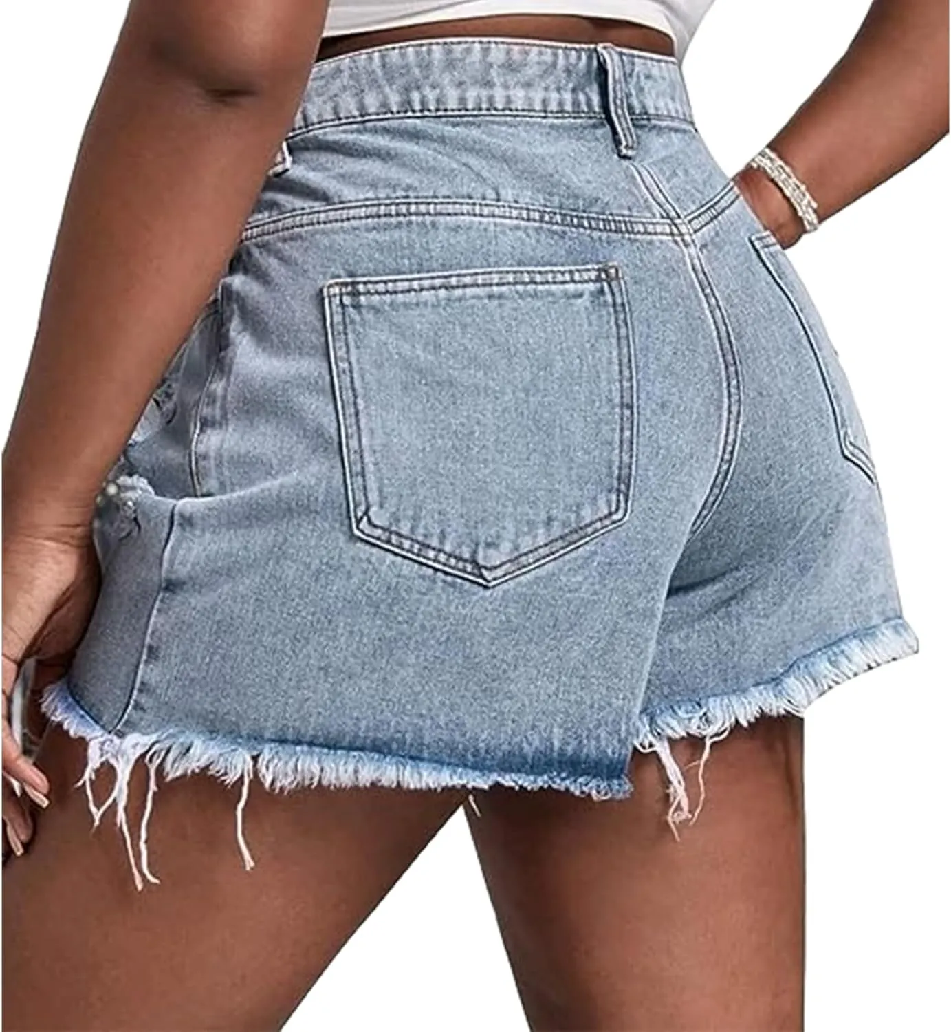 GAGELE Plus Size Denim Shorts Women High Waisted Stretch Summer Jean Shorts