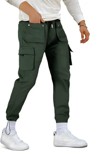 GINGTTO Men's Casual Cargo Pants Elastic Waist Camo Pants Hiking Joggers